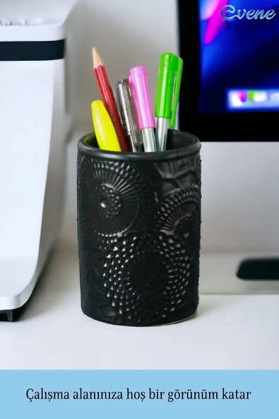 Evene Kalemlik Siyah Renk Masa Kalemliği Organizer Kalemlik Model 12 - Resim 3