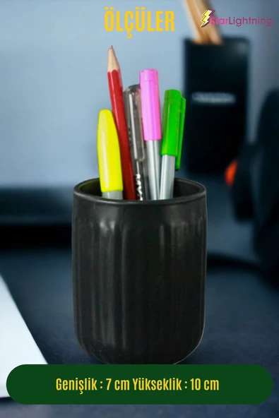 StarLightning Kalemlik Siyah Renk Masa Kalemliği Organizer Kalemlik Model 11 - Resim 3