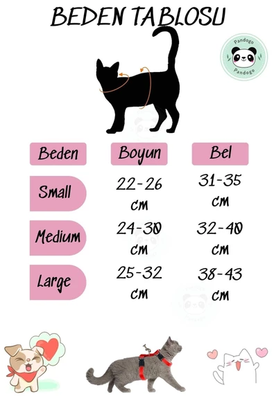 Pandogo Kedi Köpek Tasması Ayarlanabilir Bedenli Kaçış Önleyici Tasarım Sevk Kayışlı Model - Resim 2