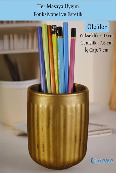 Evene Kalemlik Masa Kalemliği Organizer Kalemlik Altın Eskitme Renk Model 11 - 2