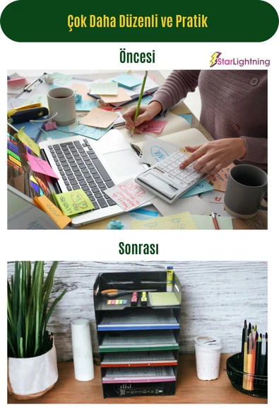 StarLightning Masa Düzenleyici Organizer Evrak Rafı Masaüstü Organizer Siyah Mermer Renk Model 5 - 7