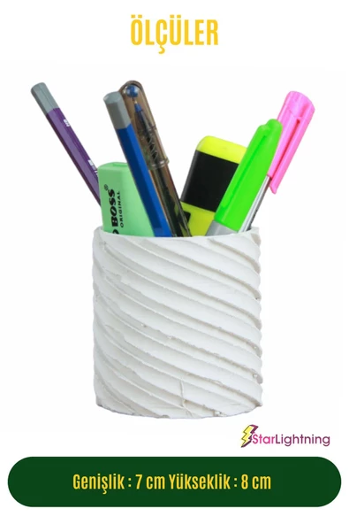 StarLightning Kalemlik Beyaz Renk Masa Kalemliği Organizer Kalemlik Model 6 - Resim 3