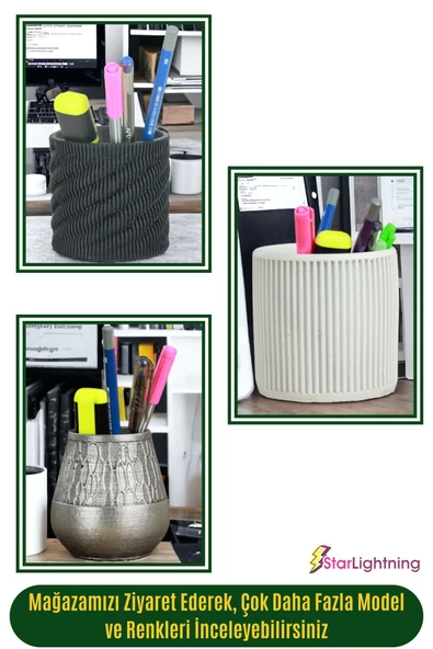 StarLightning Kalemlik Altın Eskitme Renk Masa Kalemliği Organizer Kalemlik Model 1 - 4