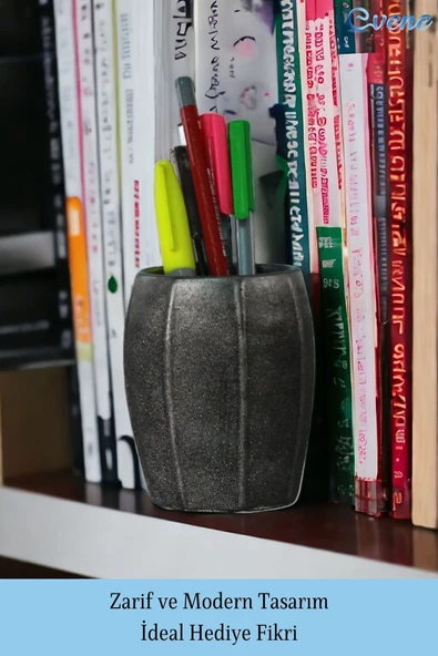 Evene Kalemlik Masa Kalemliği Organizer Kalemlik Gümüş Eskitme Renk Model 13 - Resim 4