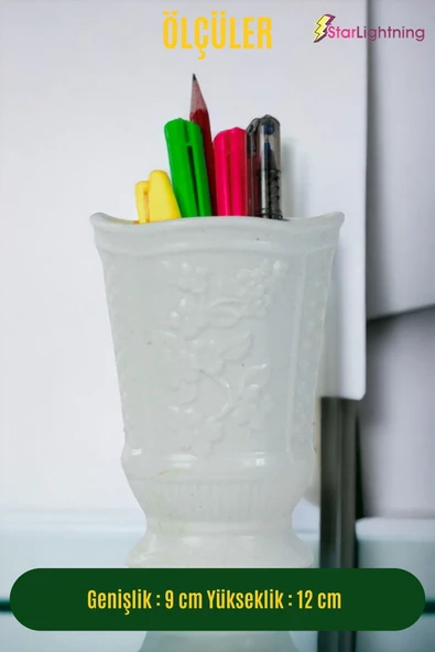 StarLightning Kalemlik Beyaz Renk Masa Kalemliği Organizer Kalemlik Model 9 - Resim 3