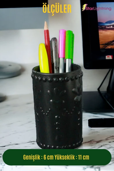 StarLightning Kalemlik Siyah Renk Masa Kalemliği Organizer Kalemlik Model 10 - Resim 3