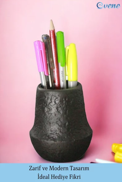 Evene Kalemlik Siyah Renk Masa Kalemliği Organizer Kalemlik Model 15 - Resim 4