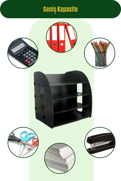 StarLightning Masa Düzenleyici Organizer Evrak Rafı Masaüstü Organizer Siyah Renk Model 6 - 6