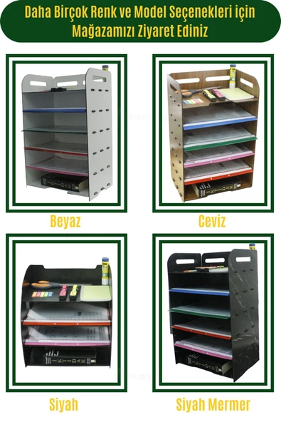 StarLightning Masa Düzenleyici Organizer Evrak Rafı Masaüstü Organizer Siyah Mermer Renk Model 5 - 8