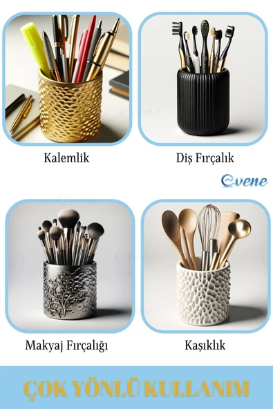 Evene Kalemlik Beyaz Renk Masa Kalemliği Organizer Kalemlik Model 10 - Resim 5