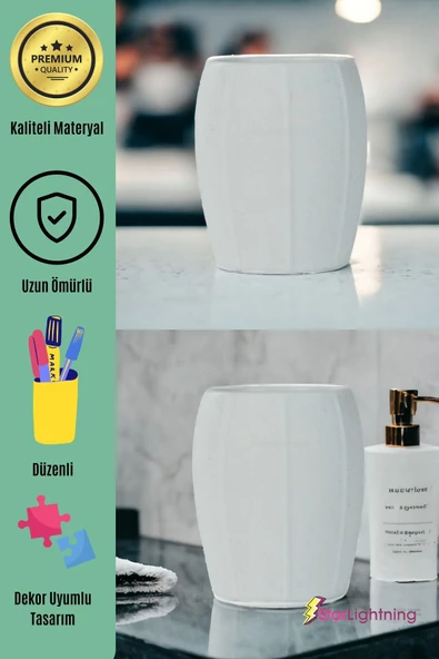 StarLightning Kalemlik Beyaz Renk Masa Kalemliği Organizer Kalemlik Model 13 - Resim 4