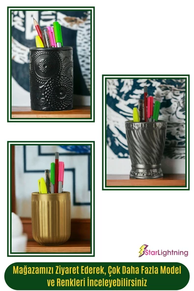 StarLightning Kalemlik Beyaz Renk Masa Kalemliği Organizer Kalemlik Model 8 - Resim 5