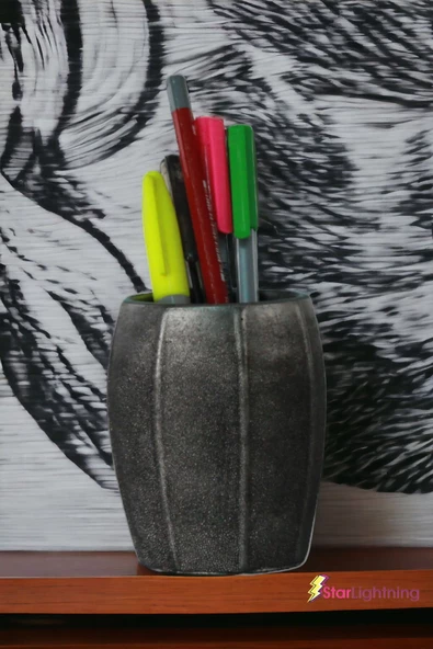 StarLightning Kalemlik Masa Kalemliği Organizer Kalemlik Gümüş Eskitme Renk Model 13 - Resim 2