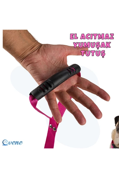Pandogo Kedi Köpek Çiftli Gezdirme Tasması Pembe Çoklu Tasma Premium Kalite Model Amsterdam - 5