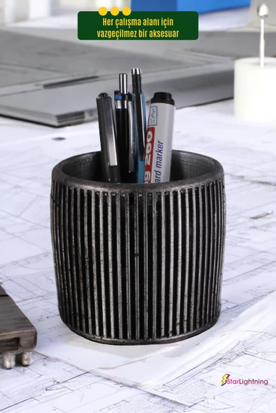 StarLightning Kalemlik Masa Kalemliği Organizer Kalemlik Gümüş Eskitme Renk Model 1 - Resim 5