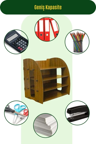 StarLightning Masa Düzenleyici Organizer Evrak Rafı Masaüstü Organizer Ceviz Renk Model 6 - 6