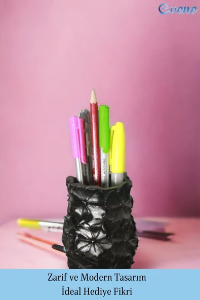 Evene Kalemlik Siyah Renk Masa Kalemliği Organizer Kalemlik Model 16 - Resim 4