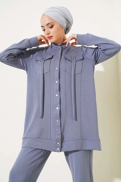 Boydan Çıtçıtlı İkili Takım Kayrak Grisi - Resim 2