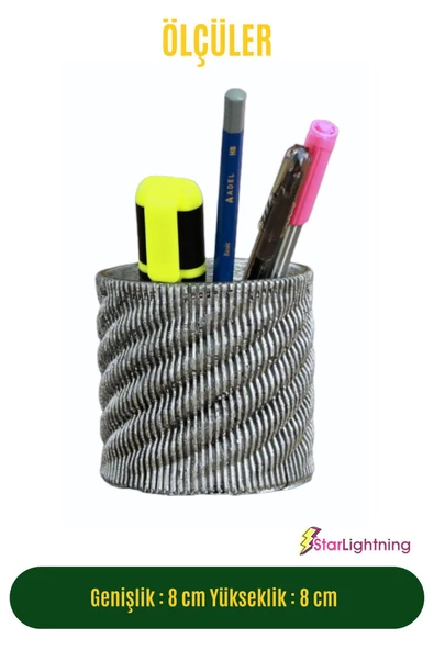 StarLightning Kalemlik Gümüş Eskitme Renk Masa Kalemliği Organizer Kalemlik Model 5 - 3