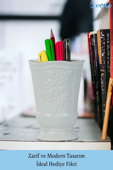 Evene Kalemlik Beyaz Renk Masa Kalemliği Organizer Kalemlik Model 9 - Resim 4