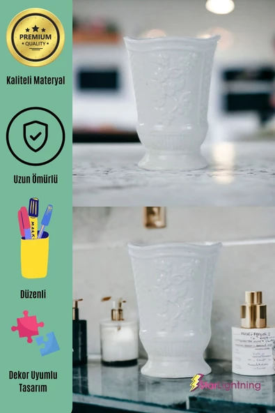 StarLightning Kalemlik Beyaz Renk Masa Kalemliği Organizer Kalemlik Model 9 - Resim 4