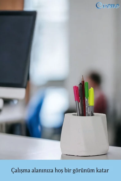 Evene Kalemlik Beyaz Renk Masa Kalemliği Organizer Kalemlik Model 17 - Resim 3