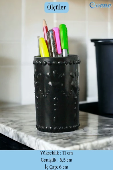 Evene Kalemlik Siyah Renk Masa Kalemliği Organizer Kalemlik Model 10 - Resim 2