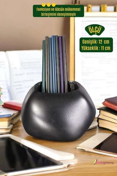 StarLightning Kalemlik Masa Kalemliği Organizer Kalemlik Gümüş Eskitme Renk Model 22 - Resim 3