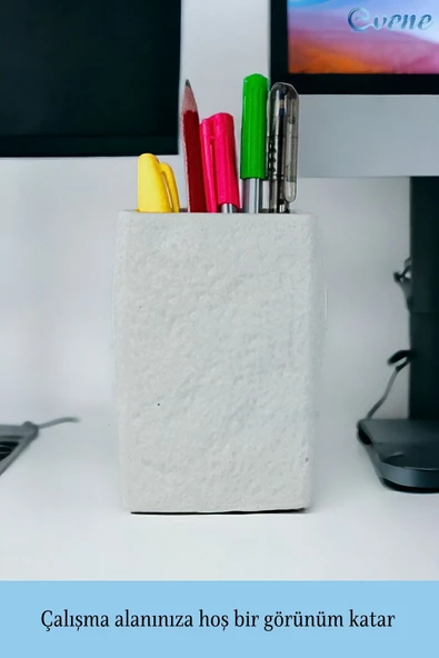 Evene Kalemlik Beyaz Renk Masa Kalemliği Organizer Kalemlik Model 7 - Resim 3