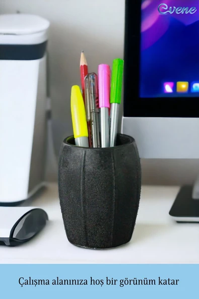 Evene Kalemlik Siyah Renk Masa Kalemliği Organizer Kalemlik Model 13 - Resim 3