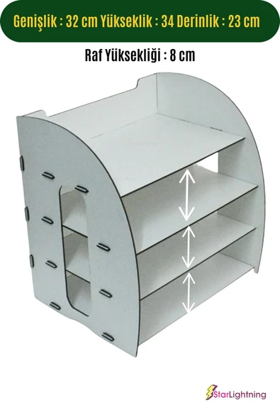 StarLightning Masa Düzenleyici Organizer Evrak Rafı Masaüstü Organizer Beyaz Renk Model 6 - 2