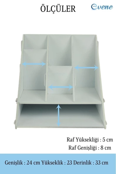 Evene Dosya Düzenleyici Masa Üstü Organizer Ahşap Evrak Raflı Model 4 - 3