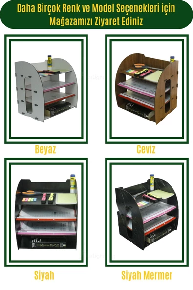 StarLightning Masa Düzenleyici Organizer Evrak Rafı Masaüstü Organizer Siyah Mermer Renk Model 6 - 8