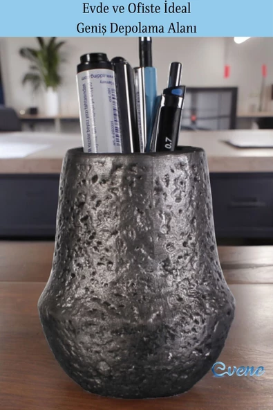 Evene Kalemlik Masa Kalemliği Organizer Kalemlik Gümüş Esktime Renk Model 15 - Resim 3