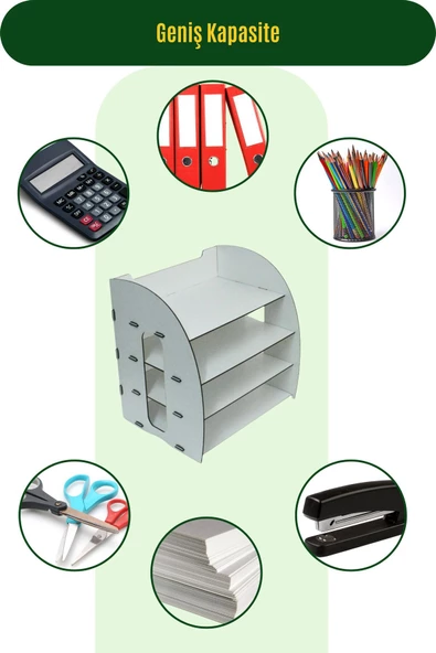 StarLightning Masa Düzenleyici Organizer Evrak Rafı Masaüstü Organizer Beyaz Renk Model 6 - 6
