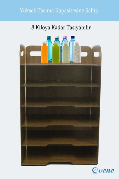 Evene Dosya Düzenleyici Masa Üstü Organizer Ahşap Evrak Rafı Ceviz Renk Model 5 - 4
