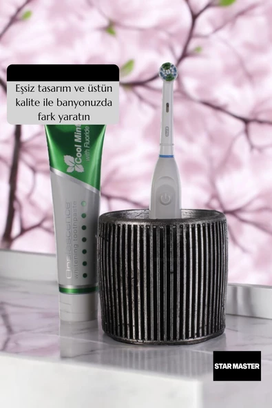 Star Master Diş Fırçası Kabı Diş Fırçalığı Fırçalık Gümüş Eskitme Renk Model 1 - 3