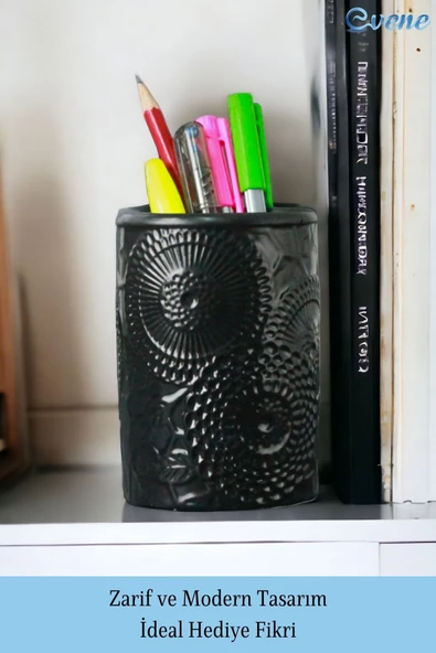 Evene Kalemlik Siyah Renk Masa Kalemliği Organizer Kalemlik Model 12 - Resim 4