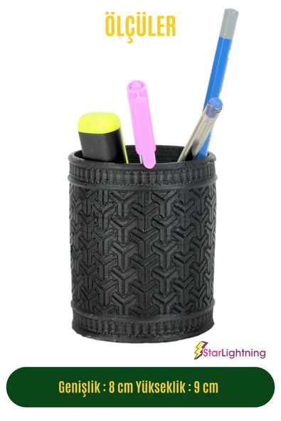 StarLightning Kalemlik Siyah Renk Masa Kalemliği Organizer Kalemlik Model 4 - Resim 3