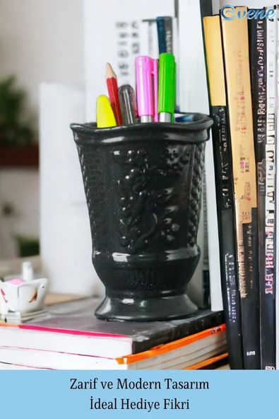 Evene Kalemlik Siyah Renk Masa Kalemliği Organizer Kalemlik Model 9 - Resim 4