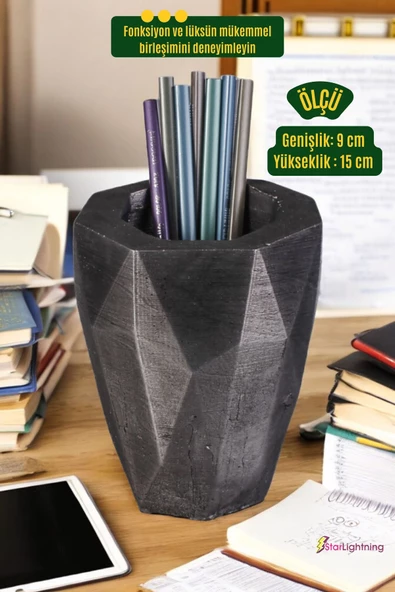 StarLightning Kalemlik Masa Kalemliği Organizer Kalemlik Gümüş Eskitme Renk Model 19 - Resim 3