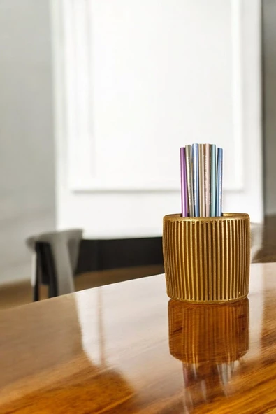 Evene Kalemlik Masa Kalemliği Organizer Kalemlik Altın Renk Model 1 ürün görseli 1