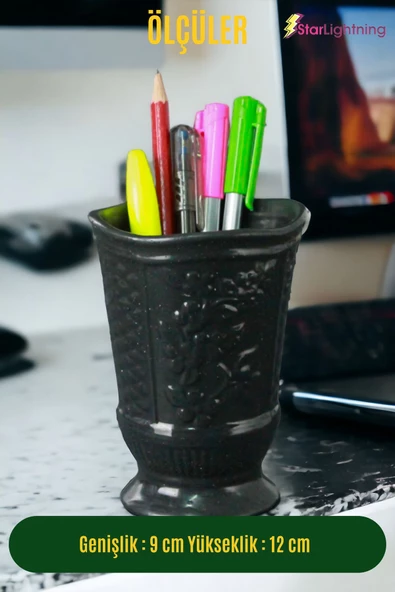 StarLightning Kalemlik Siyah Renk Masa Kalemliği Organizer Kalemlik Model 9 - Resim 3