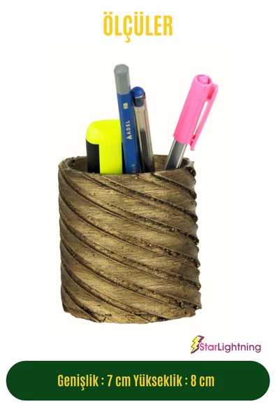 StarLightning Kalemlik Altın Eskitme Renk Masa Kalemliği Organizer Kalemlik Model 6 - 3