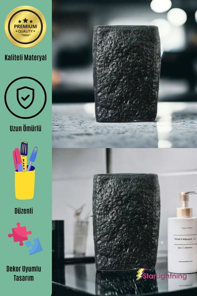 StarLightning Kalemlik Siyah Renk Masa Kalemliği Organizer Kalemlik Model 7 - Resim 4