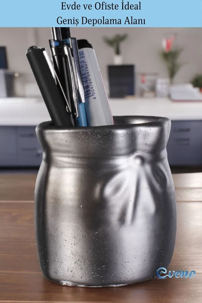 Evene Kalemlik Masa Kalemliği Organizer Kalemlik Gümüş Eskitme Renk Model 8 - Resim 3