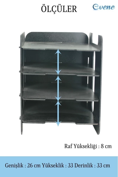 Evene Dosya Düzenleyici Masa Üstü Organizer Ahşap Evrak Raflı Model 1 - 3