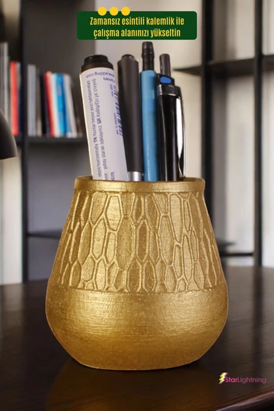 StarLightning Kalemlik Masa Kalemliği Organizer Kalemlik Altın Renk Model 3 - Resim 2