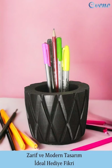 Evene Kalemlik Siyah Renk Masa Kalemliği Organizer Kalemlik Model 18 - Resim 4