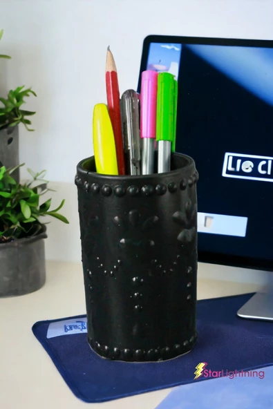 StarLightning Kalemlik Siyah Renk Masa Kalemliği Organizer Kalemlik Model 10 - Resim 2
